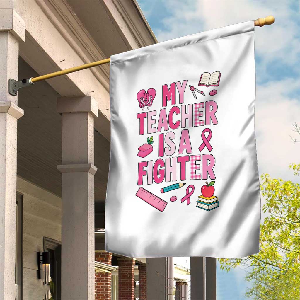 Breast Cancer Teacher Support Garden Flag She Is A Fighter Pink Ribbon Awareness