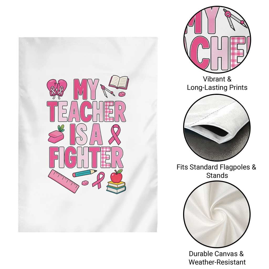 Breast Cancer Teacher Support Garden Flag She Is A Fighter Pink Ribbon Awareness