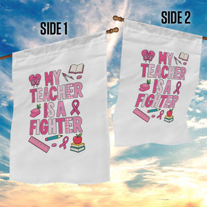Breast Cancer Teacher Support Garden Flag She Is A Fighter Pink Ribbon Awareness