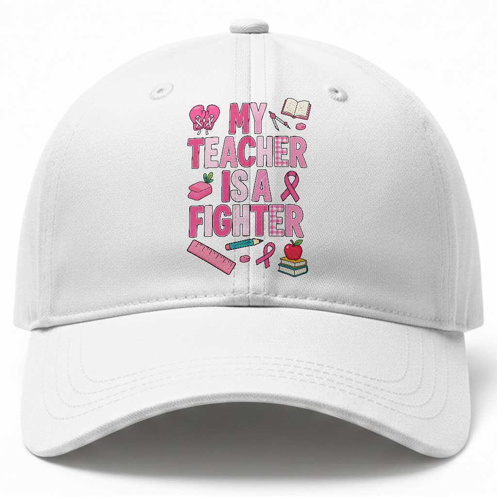 Breast Cancer Teacher Support Baseball Cap She Is A Fighter Pink Ribbon Awareness