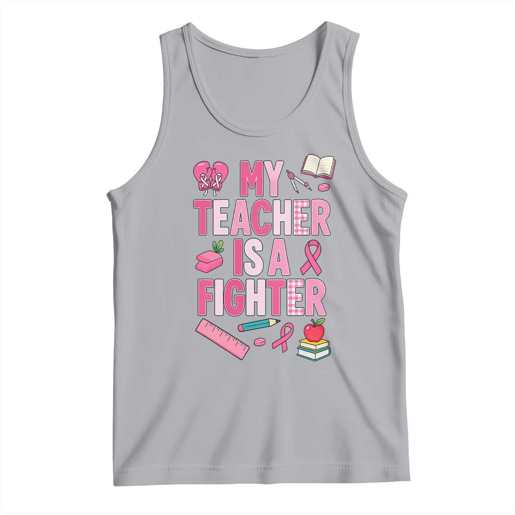 Breast Cancer Teacher Support Tank Top She Is A Fighter Pink Ribbon Awareness