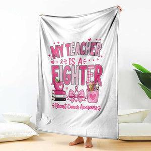 Pink Ribbon Teacher Support Throw Blanket She Is A Fighter Breast Cancer Awareness