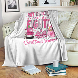 Pink Ribbon Teacher Support Throw Blanket She Is A Fighter Breast Cancer Awareness