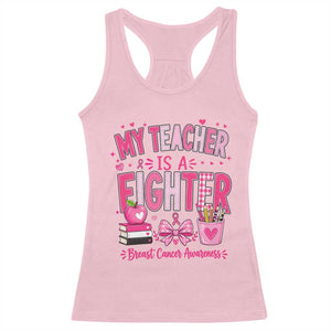 Pink Ribbon Teacher Support Racerback Tank Top She Is A Fighter Breast Cancer Awareness