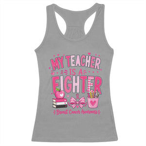 Pink Ribbon Teacher Support Racerback Tank Top She Is A Fighter Breast Cancer Awareness