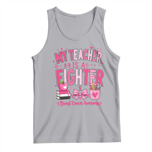 Pink Ribbon Teacher Support Tank Top She Is A Fighter Breast Cancer Awareness