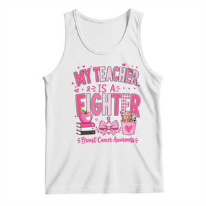 Pink Ribbon Teacher Support Tank Top She Is A Fighter Breast Cancer Awareness