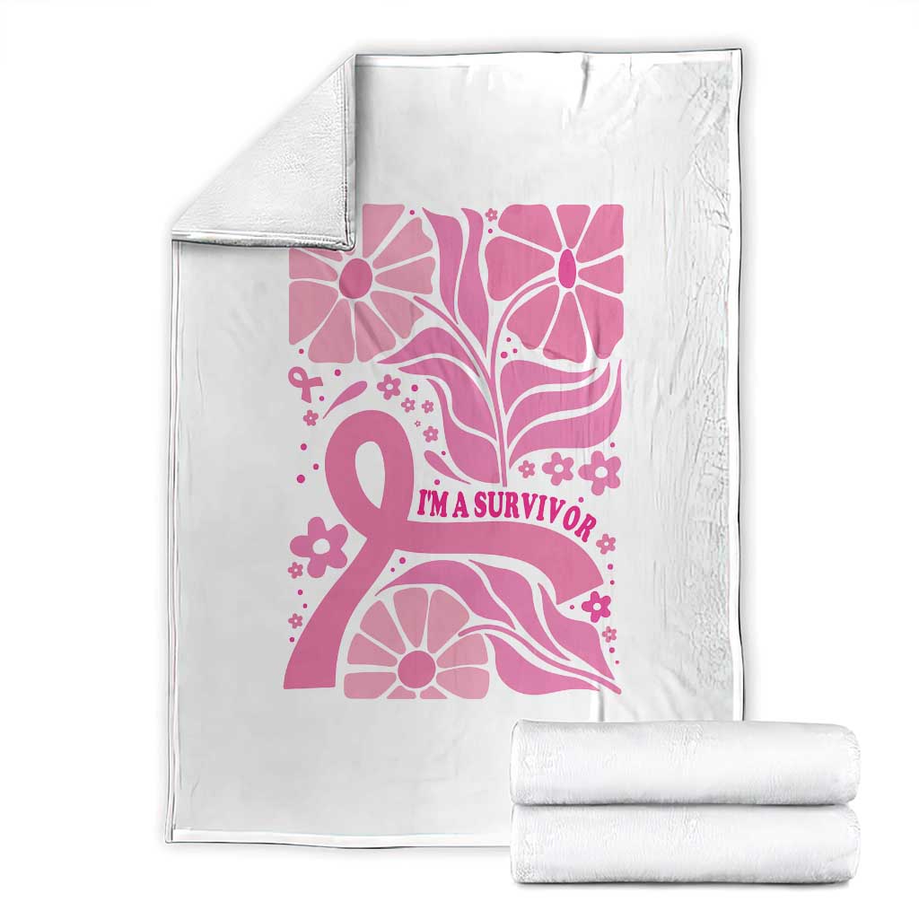 Boho Floral Breast Cancer Survivor Throw Blanket Pink Ribbon Strength Awareness
