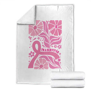 Boho Floral Breast Cancer Survivor Throw Blanket Pink Ribbon Strength Awareness