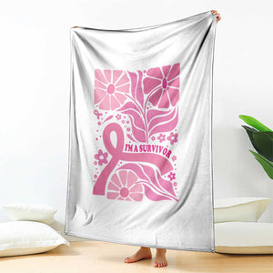 Boho Floral Breast Cancer Survivor Throw Blanket Pink Ribbon Strength Awareness