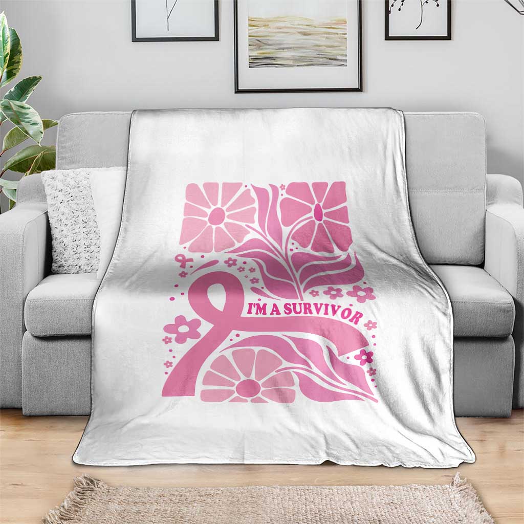 Boho Floral Breast Cancer Survivor Throw Blanket Pink Ribbon Strength Awareness