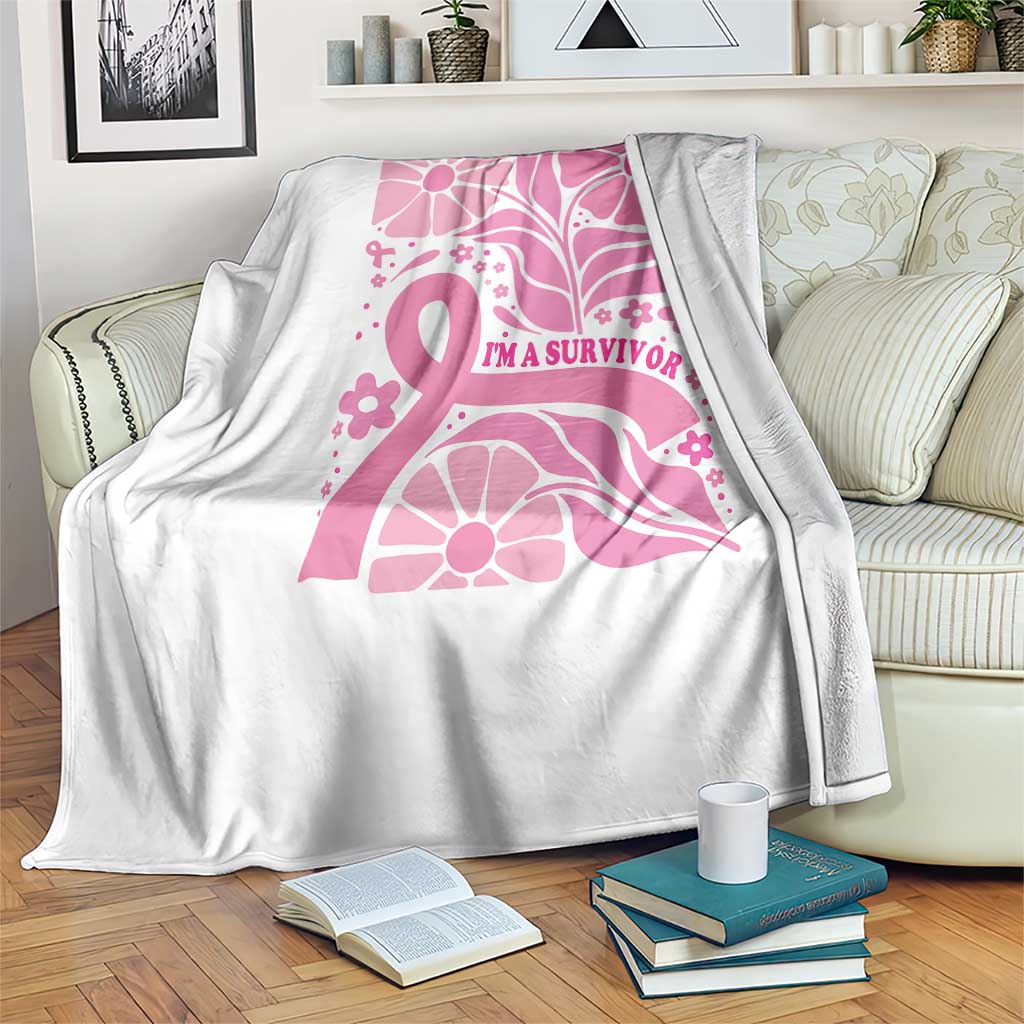 Boho Floral Breast Cancer Survivor Throw Blanket Pink Ribbon Strength Awareness