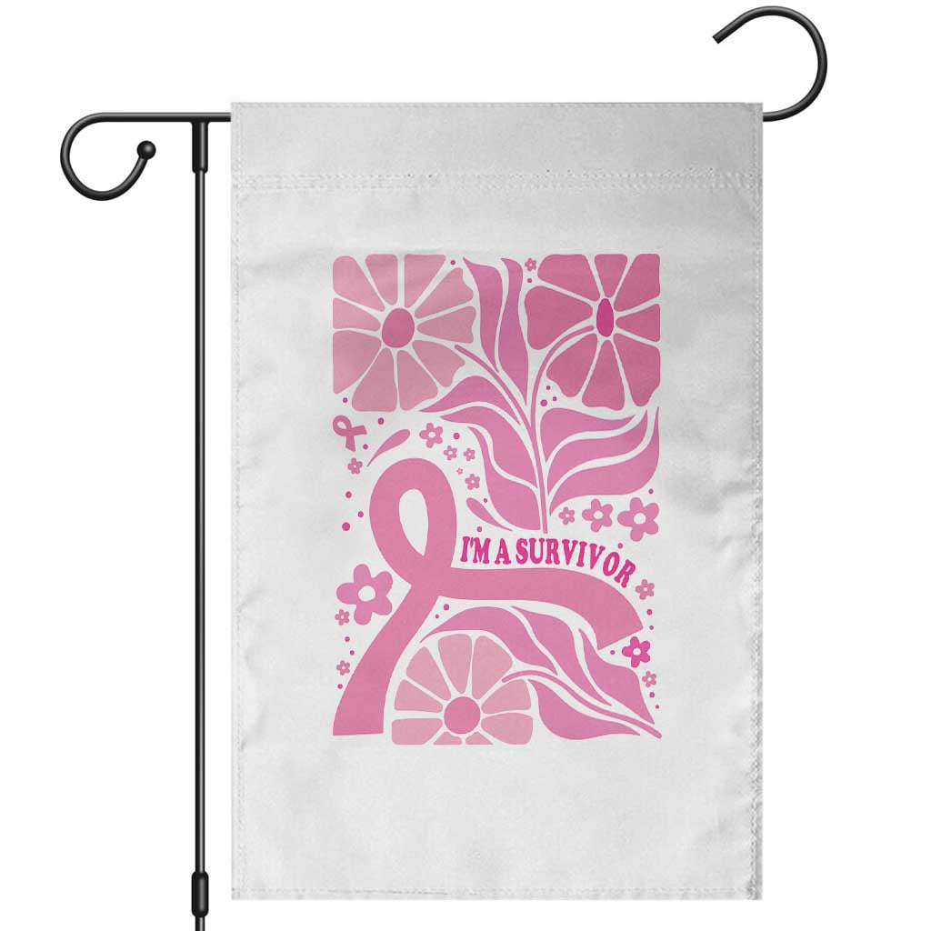 Boho Floral Breast Cancer Survivor Garden Flag Pink Ribbon Strength Awareness