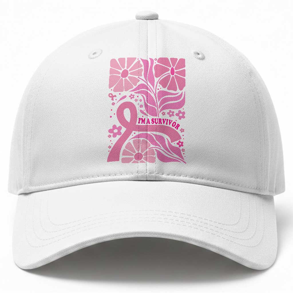 Boho Floral Breast Cancer Survivor Baseball Cap Pink Ribbon Strength Awareness