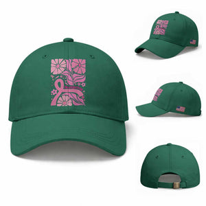 Boho Floral Breast Cancer Survivor Baseball Cap Pink Ribbon Strength Awareness