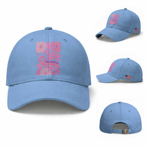 Boho Floral Breast Cancer Survivor Baseball Cap Pink Ribbon Strength Awareness