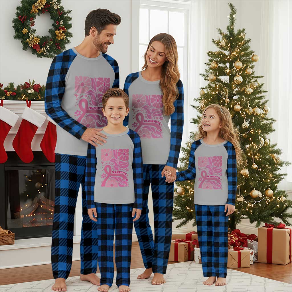 Boho Floral Breast Cancer Survivor Plaid Pajama Set Pink Ribbon Strength Awareness