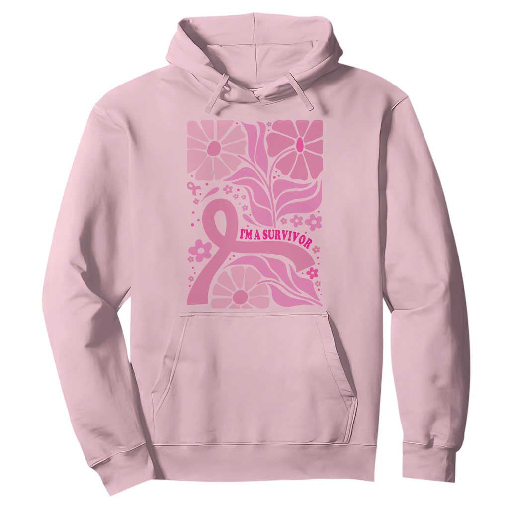 Boho Floral Breast Cancer Survivor Hoodie Pink Ribbon Strength Awareness