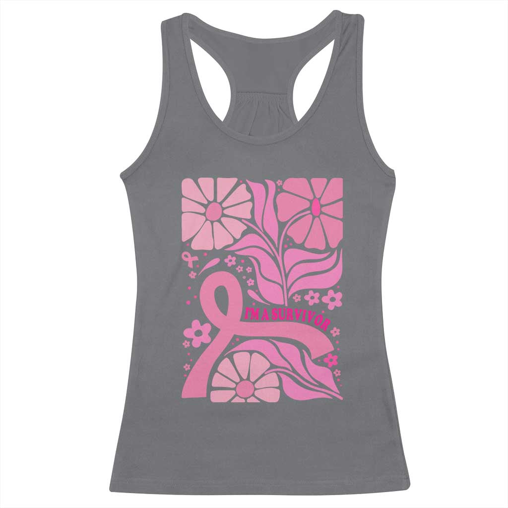 Boho Floral Breast Cancer Survivor Racerback Tank Top Pink Ribbon Strength Awareness