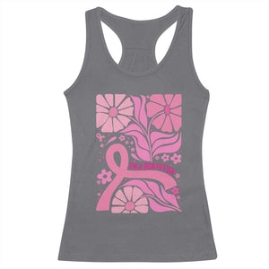 Boho Floral Breast Cancer Survivor Racerback Tank Top Pink Ribbon Strength Awareness