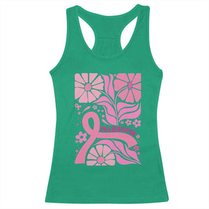 Boho Floral Breast Cancer Survivor Racerback Tank Top Pink Ribbon Strength Awareness