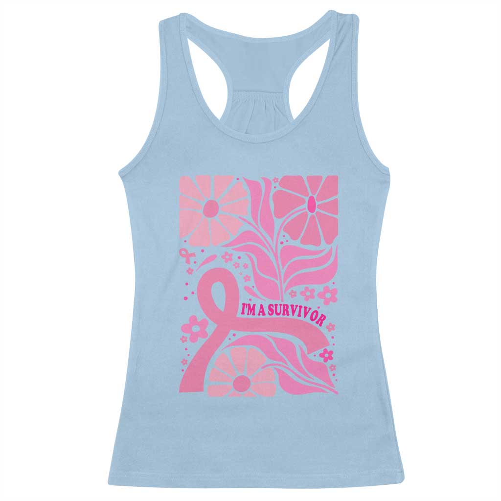 Boho Floral Breast Cancer Survivor Racerback Tank Top Pink Ribbon Strength Awareness
