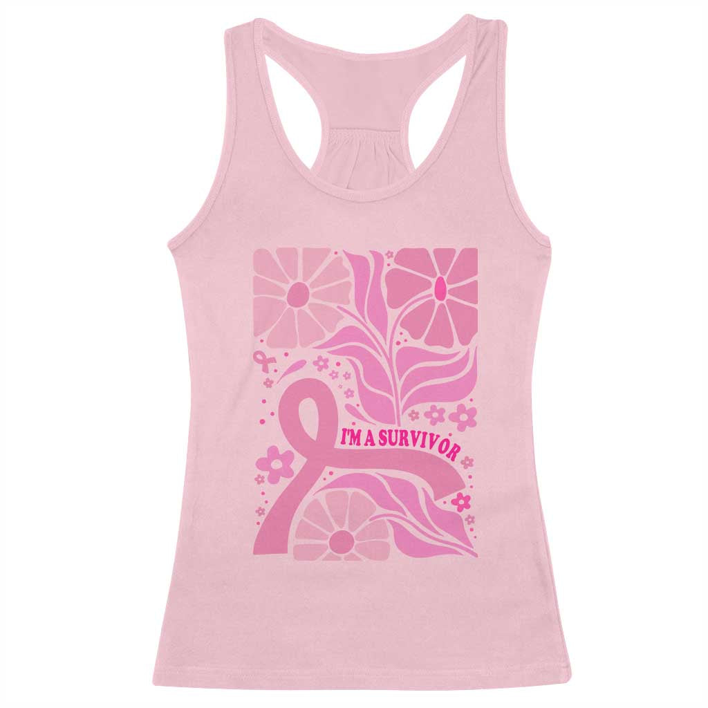 Boho Floral Breast Cancer Survivor Racerback Tank Top Pink Ribbon Strength Awareness