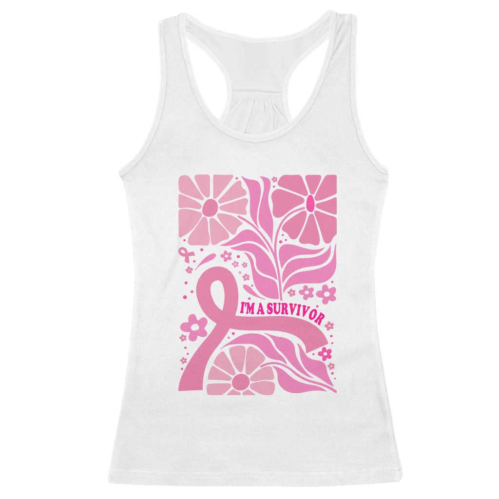 Boho Floral Breast Cancer Survivor Racerback Tank Top Pink Ribbon Strength Awareness