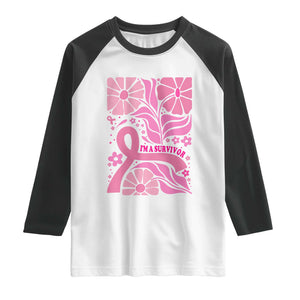 Boho Floral Breast Cancer Survivor Raglan Shirt Pink Ribbon Strength Awareness