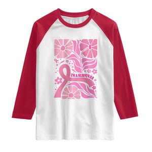 Boho Floral Breast Cancer Survivor Raglan Shirt Pink Ribbon Strength Awareness