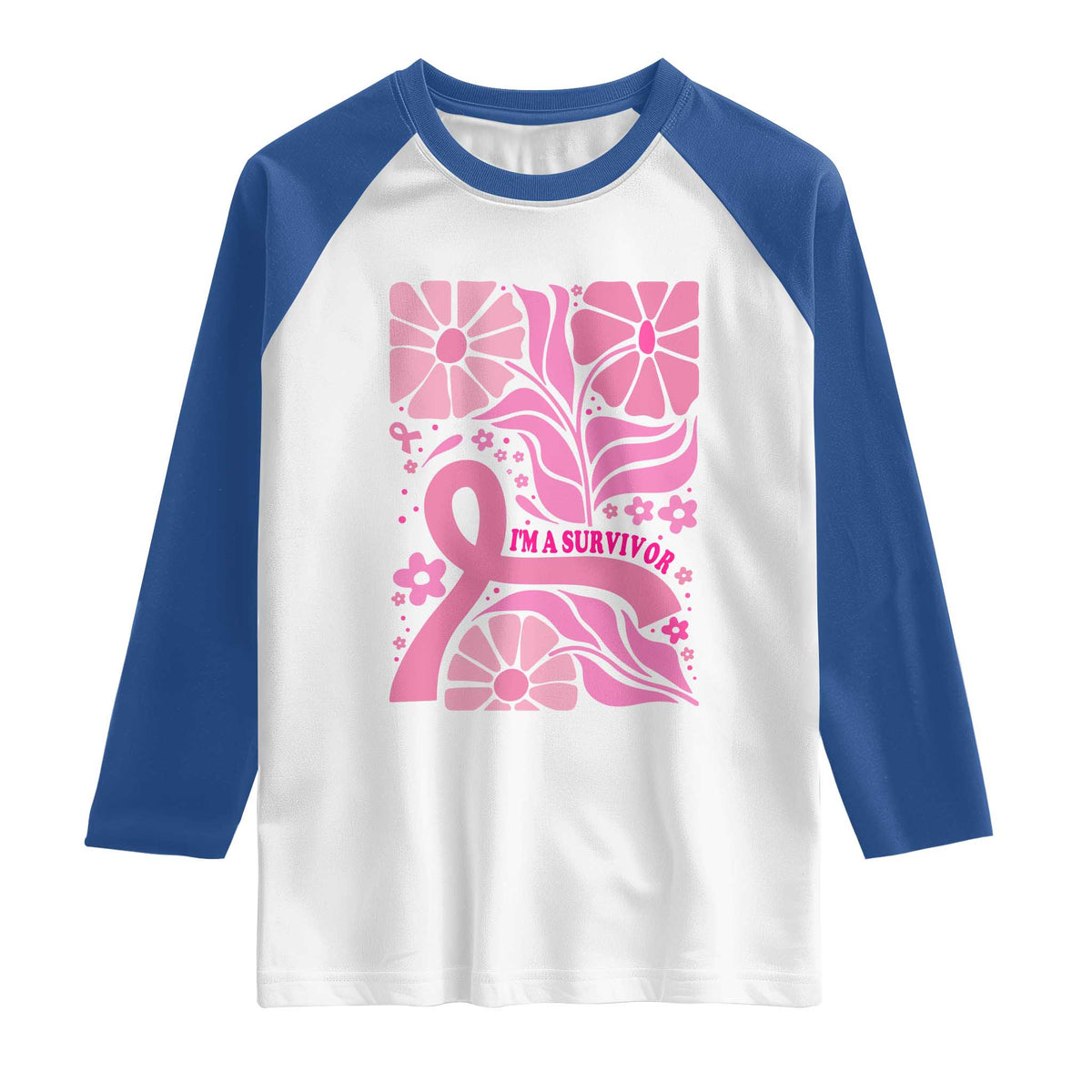 Boho Floral Breast Cancer Survivor Raglan Shirt Pink Ribbon Strength Awareness