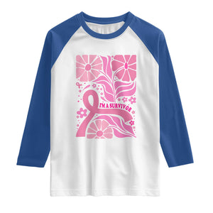 Boho Floral Breast Cancer Survivor Raglan Shirt Pink Ribbon Strength Awareness