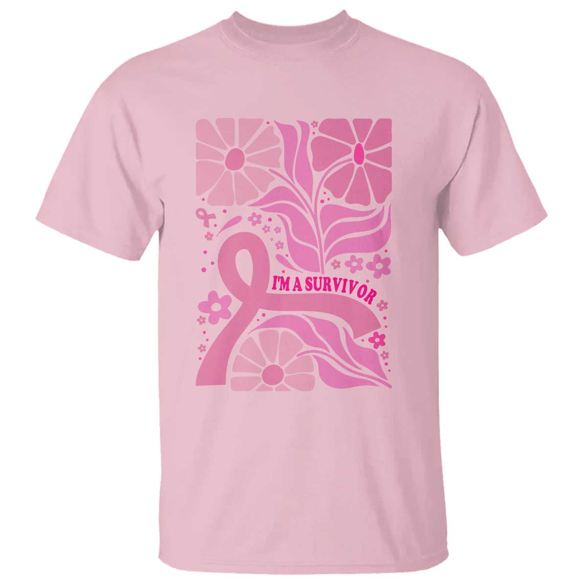 Boho Floral Breast Cancer Survivor T Shirt Pink Ribbon Strength Awareness
