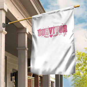 Breast Cancer Survivor Pride Garden Flag Pink Coquette Bow Ribbon Strength