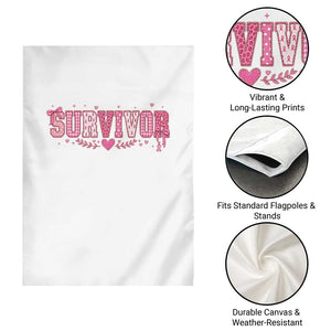 Breast Cancer Survivor Pride Garden Flag Pink Coquette Bow Ribbon Strength