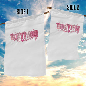 Breast Cancer Survivor Pride Garden Flag Pink Coquette Bow Ribbon Strength