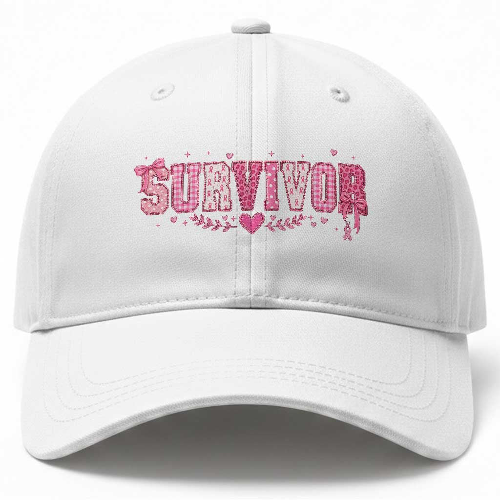 Breast Cancer Survivor Pride Baseball Cap Pink Coquette Bow Ribbon Strength