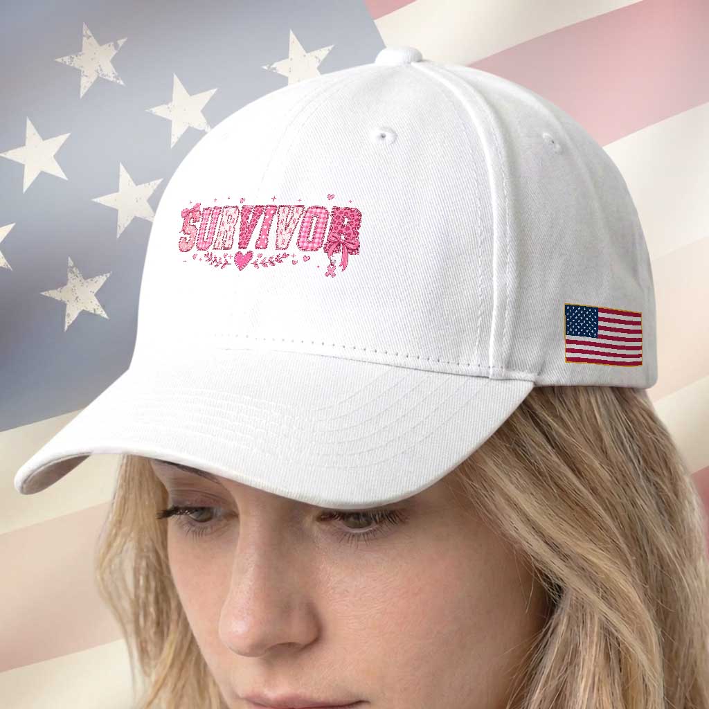 Breast Cancer Survivor Pride Baseball Cap Pink Coquette Bow Ribbon Strength