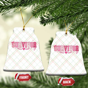 Breast Cancer Survivor Pride Ceramic Ornament Pink Coquette Bow Ribbon Strength