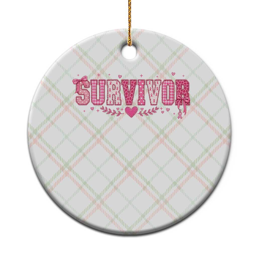 Breast Cancer Survivor Pride Ceramic Ornament Pink Coquette Bow Ribbon Strength