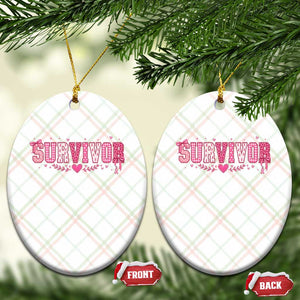 Breast Cancer Survivor Pride Ceramic Ornament Pink Coquette Bow Ribbon Strength