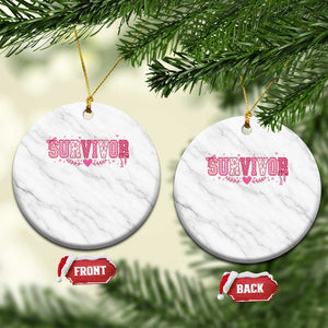 Breast Cancer Survivor Pride Ceramic Ornament Pink Coquette Bow Ribbon Strength