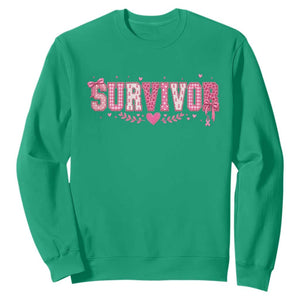 Breast Cancer Survivor Pride Sweatshirt Pink Coquette Bow Ribbon Strength