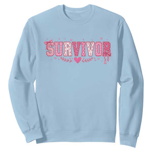 Breast Cancer Survivor Pride Sweatshirt Pink Coquette Bow Ribbon Strength