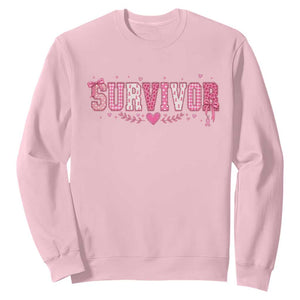 Breast Cancer Survivor Pride Sweatshirt Pink Coquette Bow Ribbon Strength