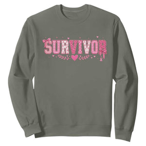 Breast Cancer Survivor Pride Sweatshirt Pink Coquette Bow Ribbon Strength
