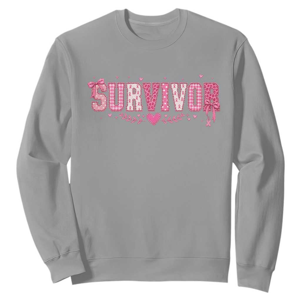 Breast Cancer Survivor Pride Sweatshirt Pink Coquette Bow Ribbon Strength