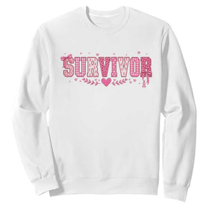 Breast Cancer Survivor Pride Sweatshirt Pink Coquette Bow Ribbon Strength