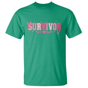 Breast Cancer Survivor Pride T Shirt Pink Coquette Bow Ribbon Strength