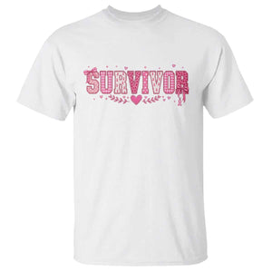 Breast Cancer Survivor Pride T Shirt Pink Coquette Bow Ribbon Strength